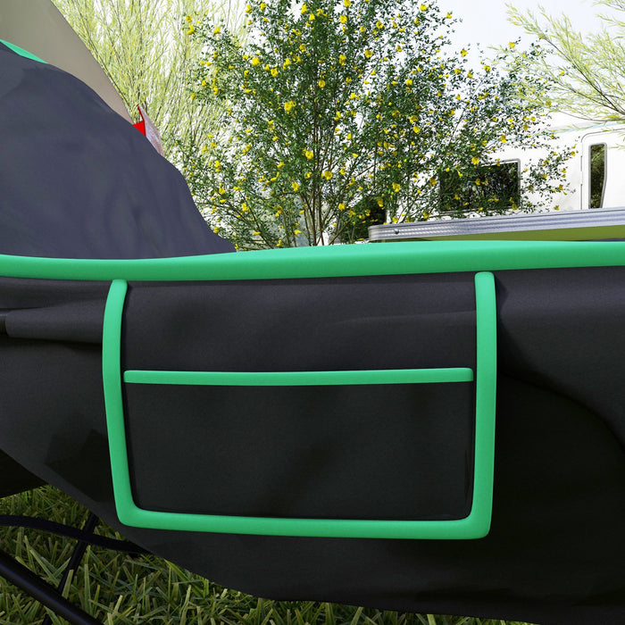 Outsunny Chaise de camping pliable rembourree avec sac de transport, poche de rangement et repose-pieds amovible pour exterieur, plage, pique-nique, randonnee, peche, voyage