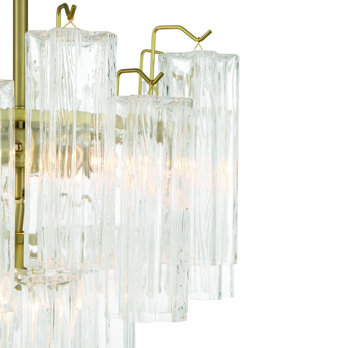 Plafonnier Semi-encastre A 5 lampes Sophia, Laiton Et Verre De Style Tronchi