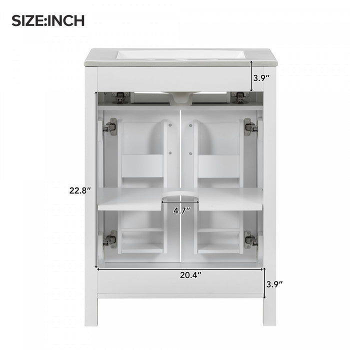 Olivia Meuble-lavabo Gain De Place 24\" Avec Rangement Et Structure En Bois Massif - Blanc