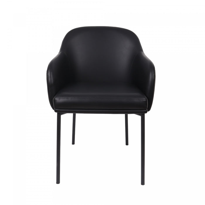 Fauteuil contemporain Loft en cuir vegetalien avec accoudoirs en metal noir - Lot de 2