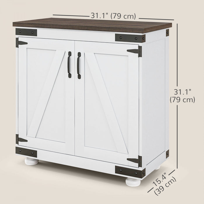 HOMCOM Armoire de rangement, buffet avec porte de grange, etagere reglable