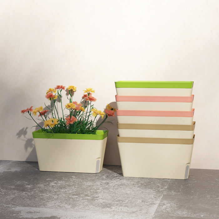 Outsunny Lot de 6 jardinieres auto-arrosantes, pots de fleurs d'exterieur