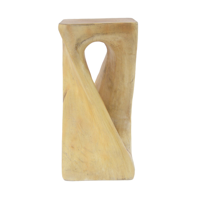 Table d'appoint carree torsadee Cade 26,80 pouces MGO, table laterale interieure a grain de bois naturel unique, naturel