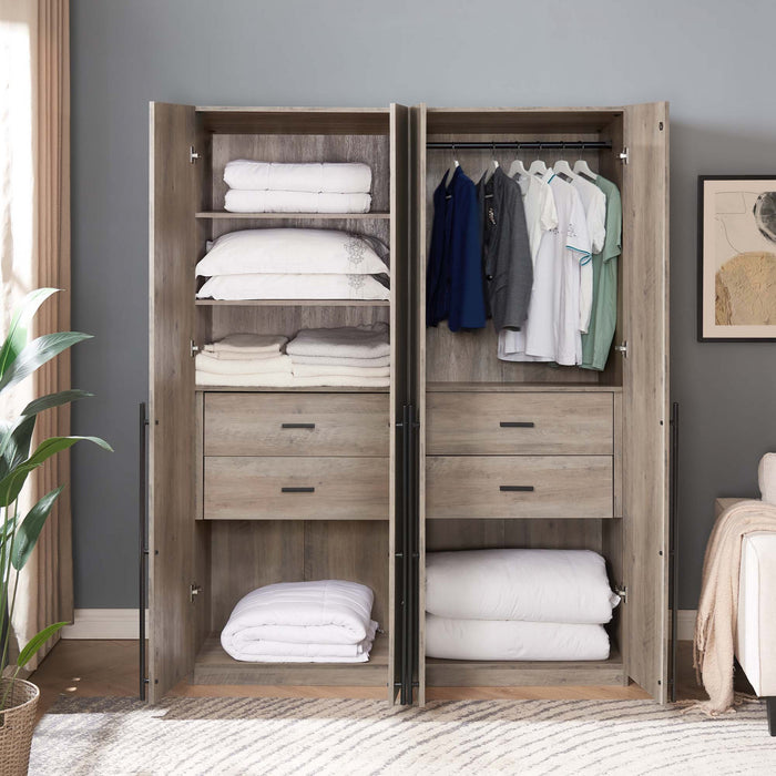 Armoire-penderie moderne Lee 2 pieces en gris rustique