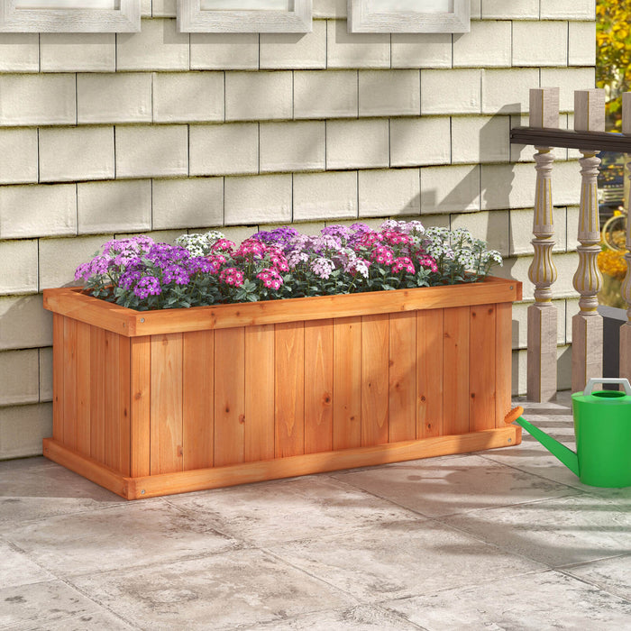 Costway Souleve Jardin Lit Sapin Bois Rectangle Planter Boite Avec Trous De Drainage Orange