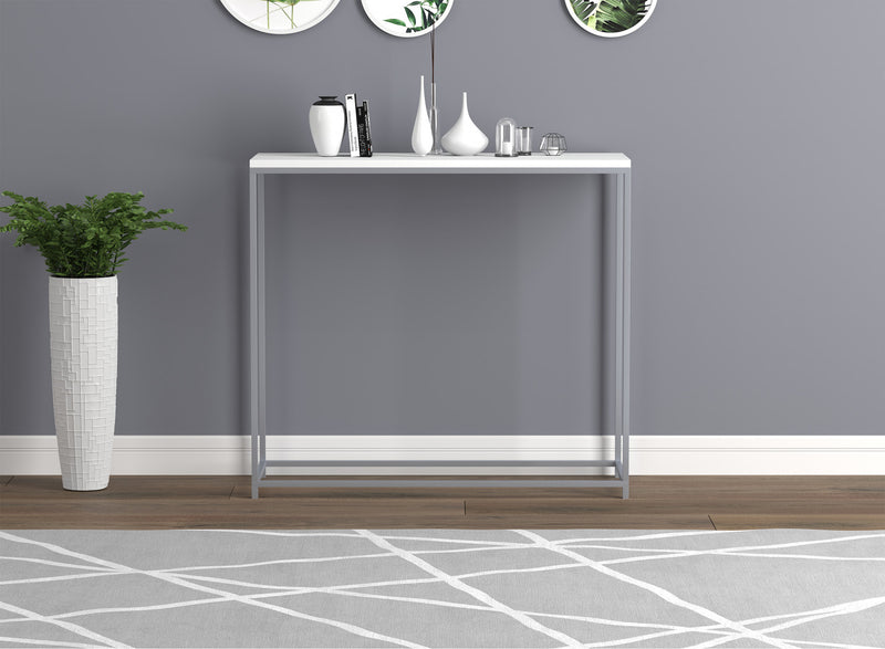 Console moderne de 31 po - blanche avec métal argenté