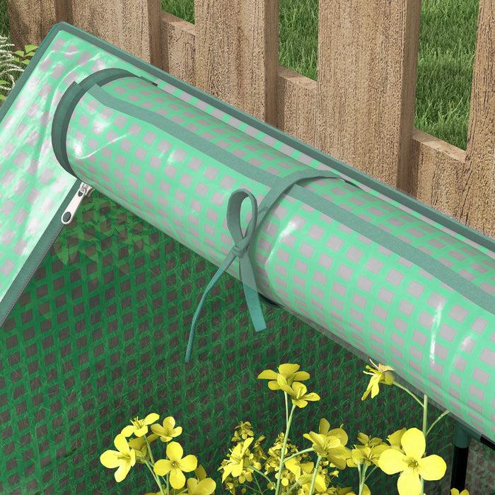 Outsunny Lit De Jardin Sureleve Avec Mini Serre, Jardiniere D'exterieur En Metal Avec Couvercle, Pour Herbes Et Legumes, Utilisation Pour Terrasse, Jardin, Balcon, Vert Et Argent