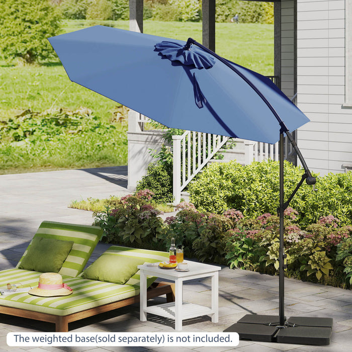 Costway Parasol suspendu deporte de 10 pieds avec reglage d'inclinaison facile, 8 baleines, arriere-cour bleu