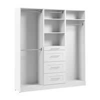 Système de garde-robe modulaire Florence de Bestar de 75 po avec tringles, tablettes et tiroirs de style Shaker - blanc