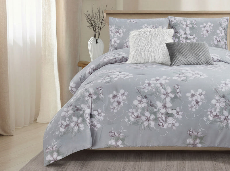Ensemble Douillette Florale 5 Morceaux Alysse pour Lit Double/Grand