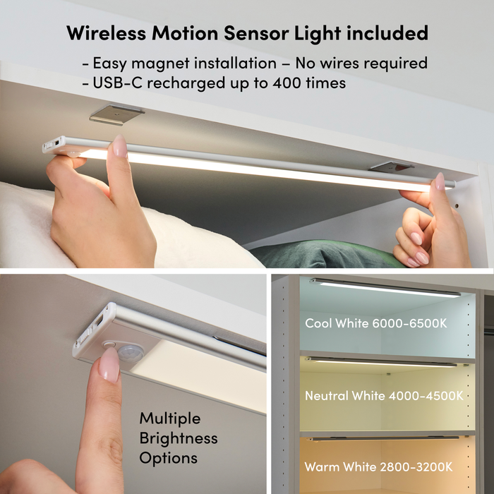 Système de pièce-penderie modulaire Florence de Bestar de 71 po avec éclairage à DEL et rangement - blanc