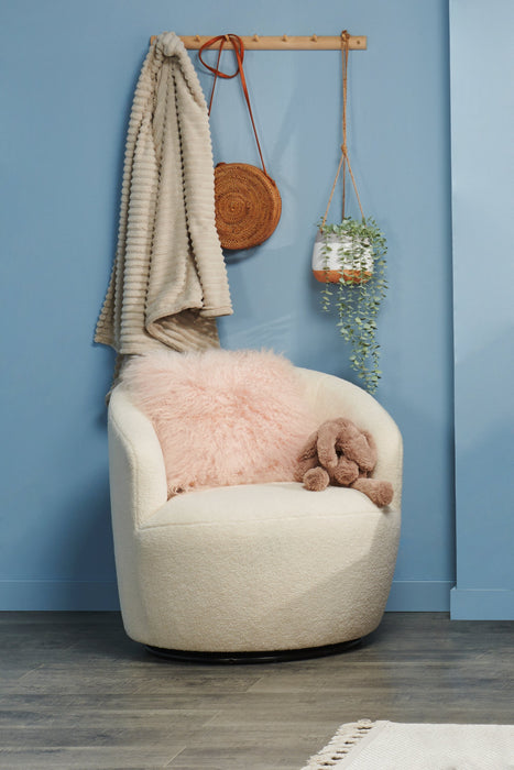 Coussin décoratif Mogolian en peau de mouton de Mongolie - rosé