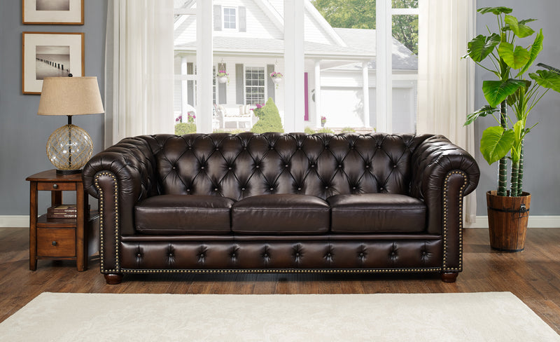 Sofa Albany en cuir de Hydeline - caramel