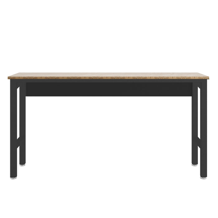 Table Fortress de Manhattan Comfort de 72,4 po en bois naturel et en acier pour le garage - gris anthracite