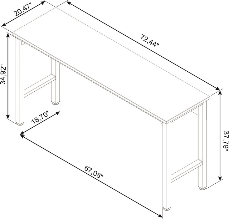 Table Fortress de Manhattan Comfort de 72,4 po en bois naturel et en acier pour le garage - gris anthracite