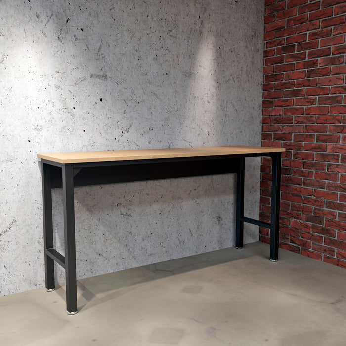 Table Fortress de Manhattan Comfort de 72,4 po en bois naturel et en acier pour le garage - gris anthracite