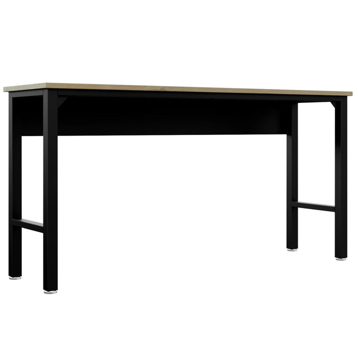Table Fortress de Manhattan Comfort de 72,4 po en bois naturel et en acier pour le garage - gris anthracite