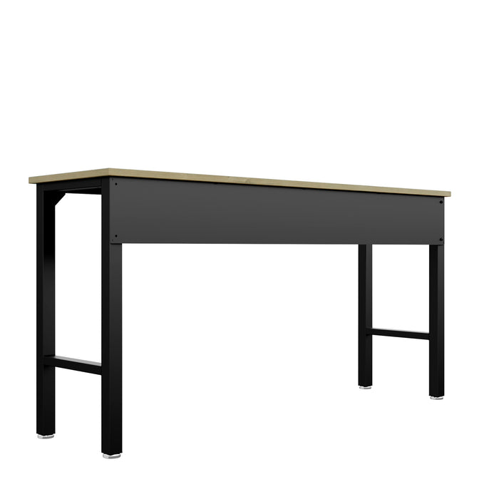 Table Fortress de Manhattan Comfort de 72,4 po en bois naturel et en acier pour le garage - gris anthracite