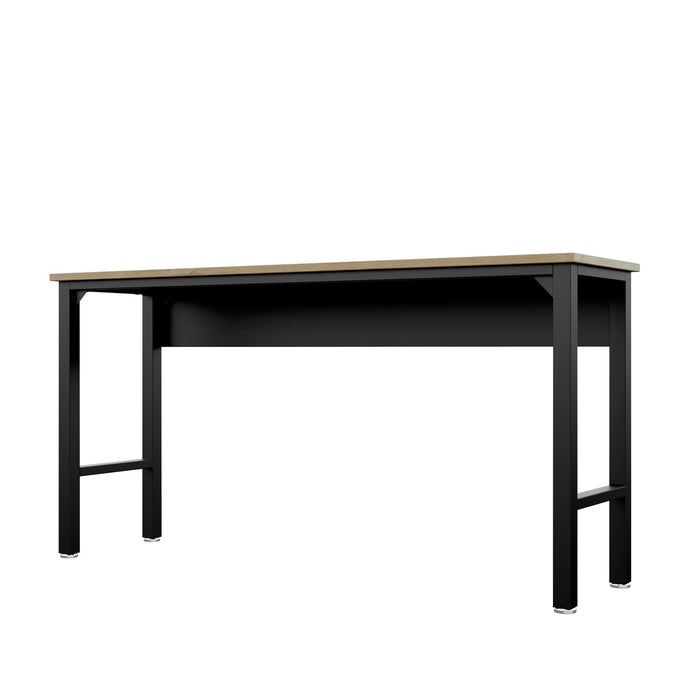 Table Fortress de Manhattan Comfort de 72,4 po en bois naturel et en acier pour le garage - gris anthracite