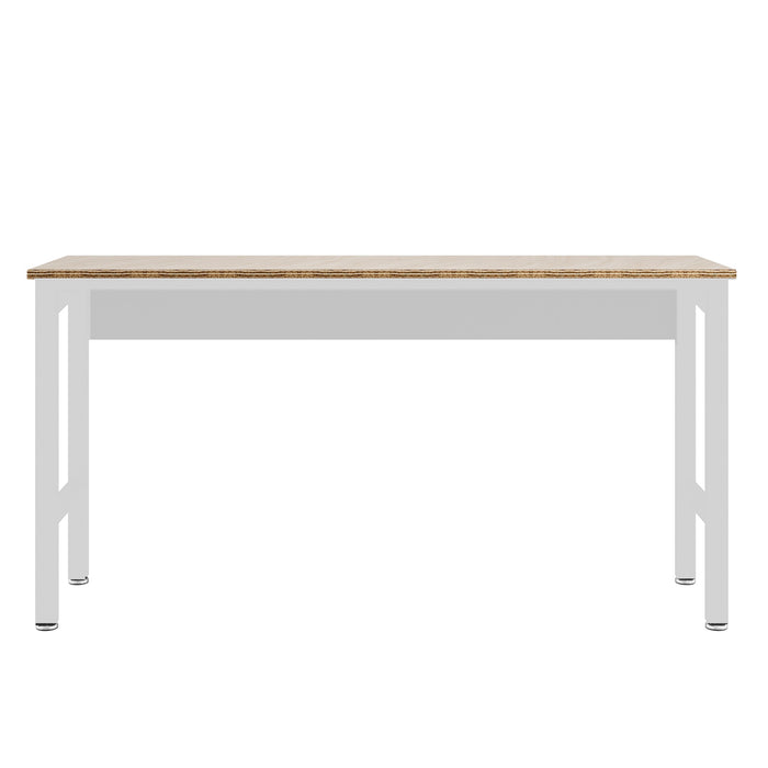 Table Fortress de Manhattan Comfort de 72,4 po en bois naturel et en acier pour le garage - blanc
