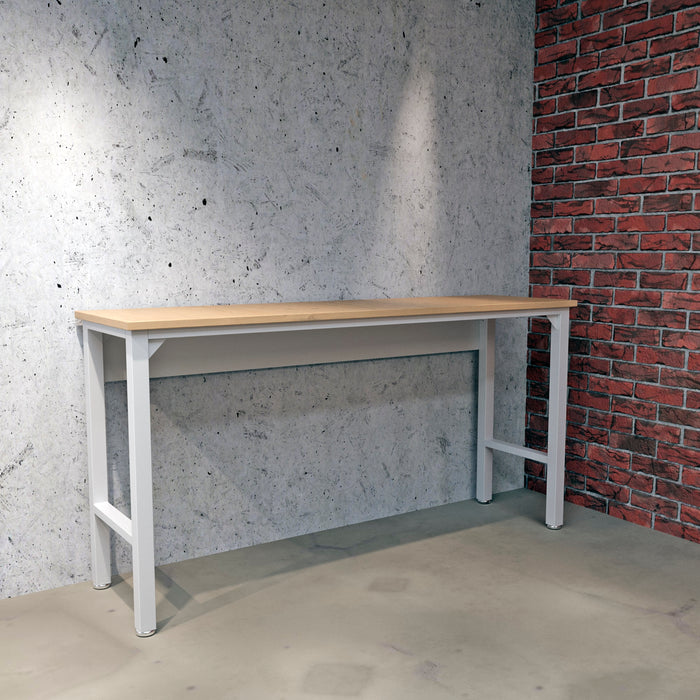 Table Fortress de Manhattan Comfort de 72,4 po en bois naturel et en acier pour le garage - blanc