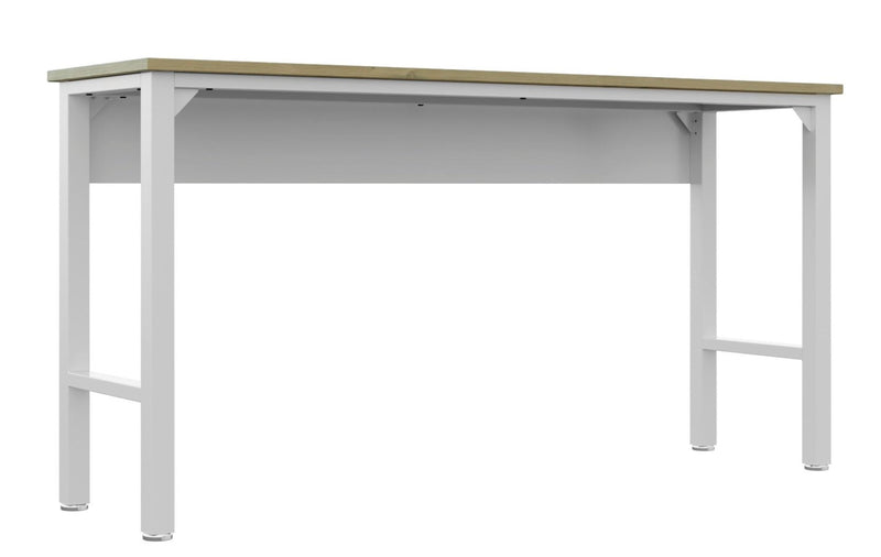 Table Fortress de Manhattan Comfort de 72,4 po en bois naturel et en acier pour le garage - blanc