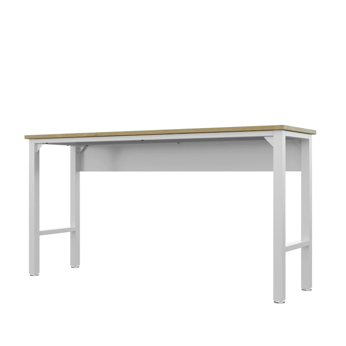 Table Fortress de Manhattan Comfort de 72,4 po en bois naturel et en acier pour le garage - blanc
