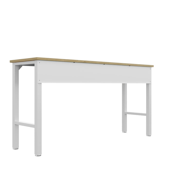 Table Fortress de Manhattan Comfort de 72,4 po en bois naturel et en acier pour le garage - blanc