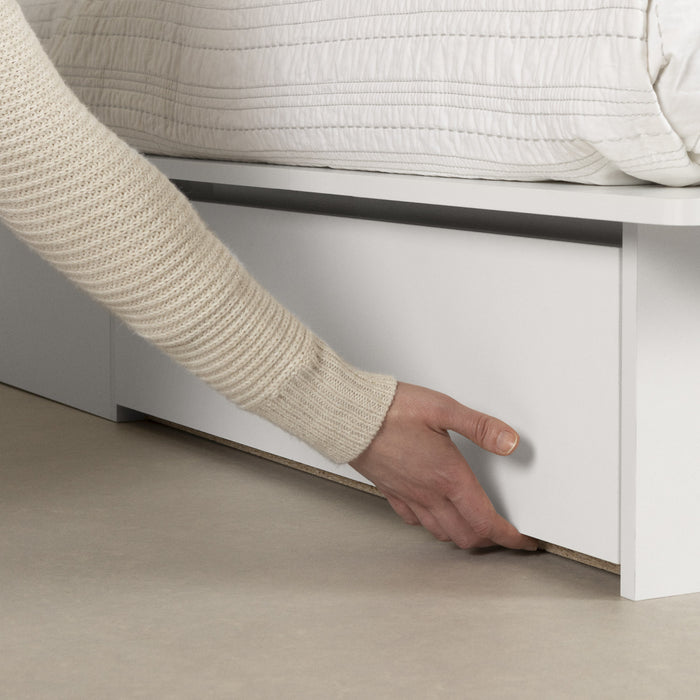 Step One Lit Plateforme Avec Tiroirs - Blanc Solide