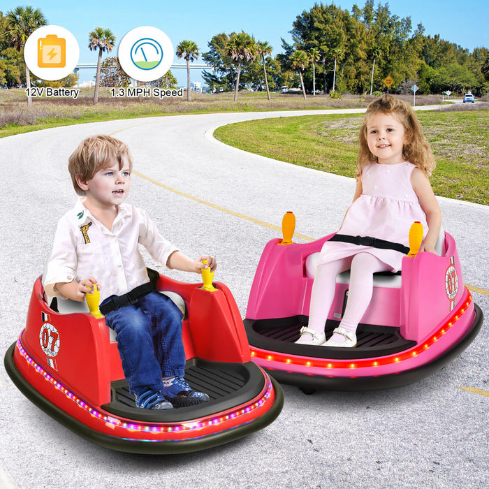 Costway 12v Vehicule 360¡a Spin Race Toy Kids Ride Sur La Voiture Pare-chocs W / Telecommande Rouge