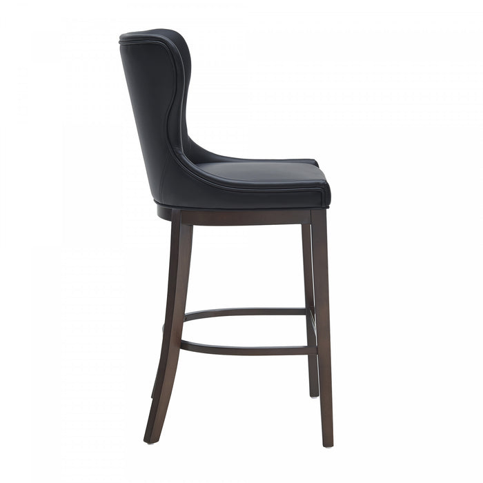 Tabouret de bar Blair moderne en bois avec assise rembourree, noir – Lot de 3