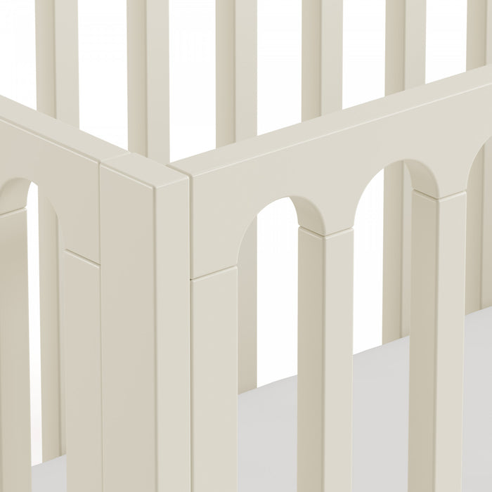Storkcraft Sicily Lit de bebe convertible 3-en-1 de luxe avec barriere de securite pour tout-petit incluse - Avoine avec bois clair
