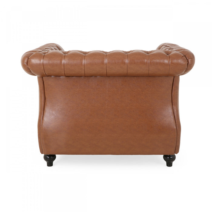 Gibbon Fauteuil Confortable Avec Revetement En Similicuir Et Dossier Capitonne, Marron