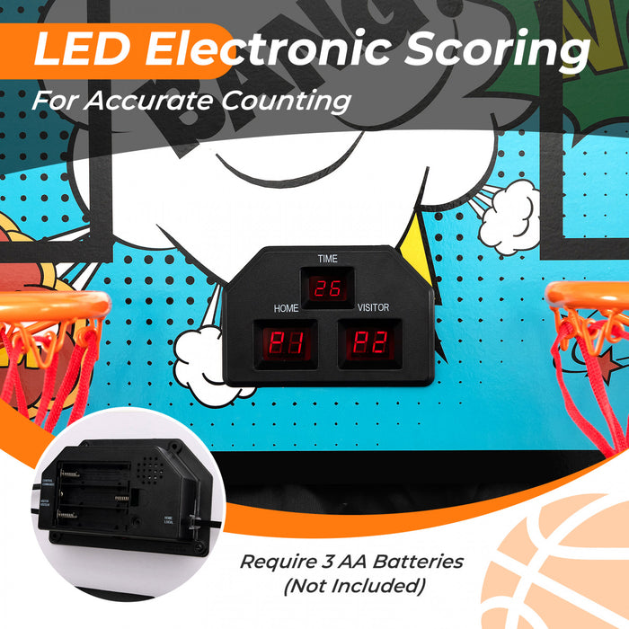 Costway Double Shot Basketball Arcade Game Avec 8 Modes De Jeu Electronic Scoring Green