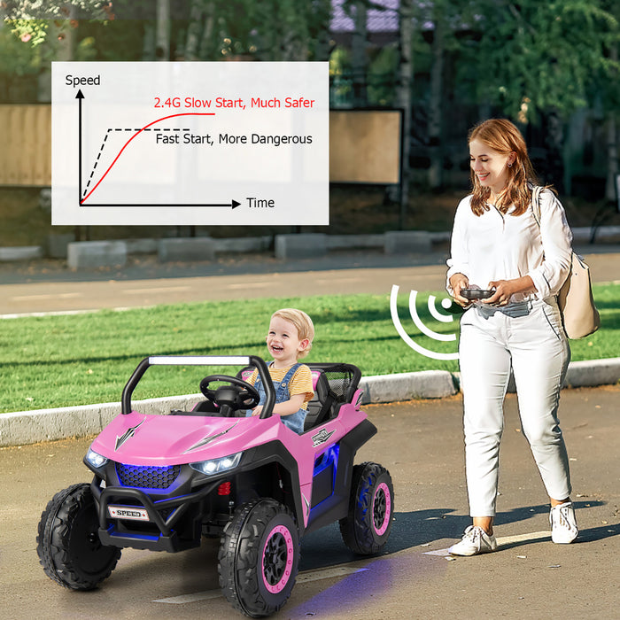 Costway 12v 2 Places Enfants Roulent Sur La Suspension De Vehicule Electrique UTV RC W / Lumieres Et Musique