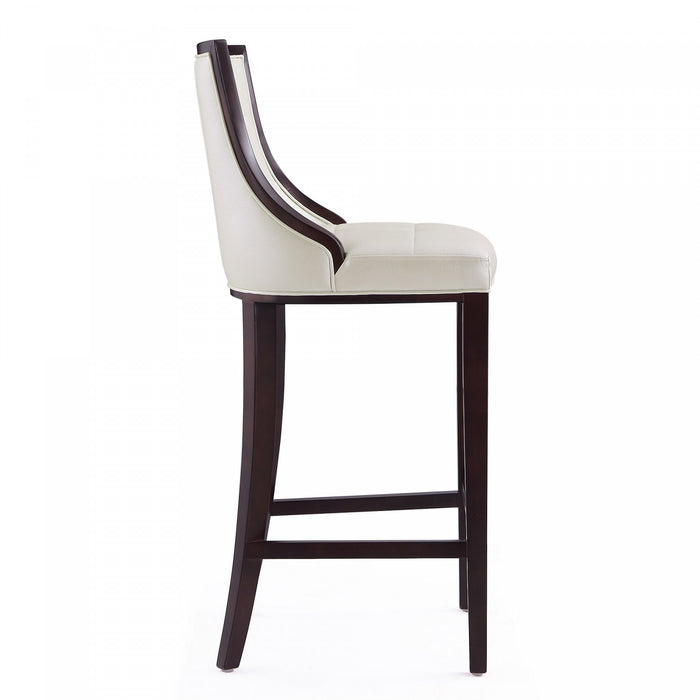 Tabouret de bar traditionnel en bois Fifth Avenue avec assise rembourree, blanc perle - Lot de 2