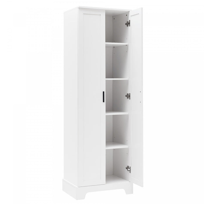 Liam Armoire de rangement multifonction avec portes et etageres reglables, Blanc