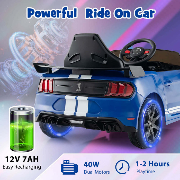 Costway 12v License Ford Mustang Shelby Gt500 Enfants Ride Sur Voiture Avec Telecommande Navy