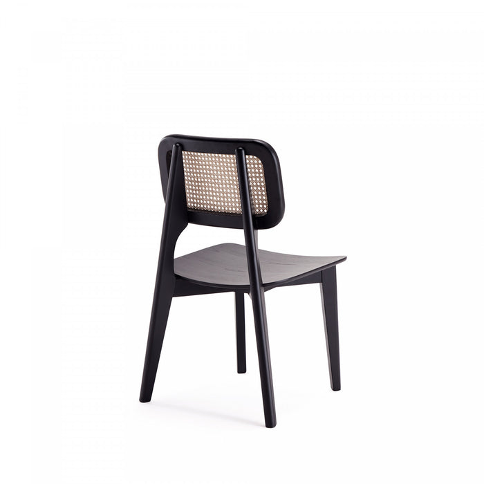 Chaise de salle a manger en bois style industriel Versailles en noir et naturel - Lot de 4