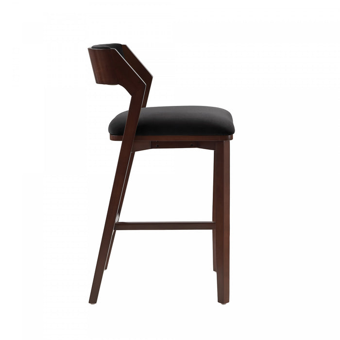 Tabouret de bar moderne Patricia en bois et tissu noir