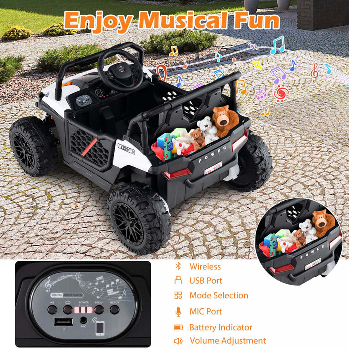 Costway 12v Kids Ride Sur Camion Avec Telecommande Parentale 3 Vitesses Et Fonction Avant Inverse Blanc