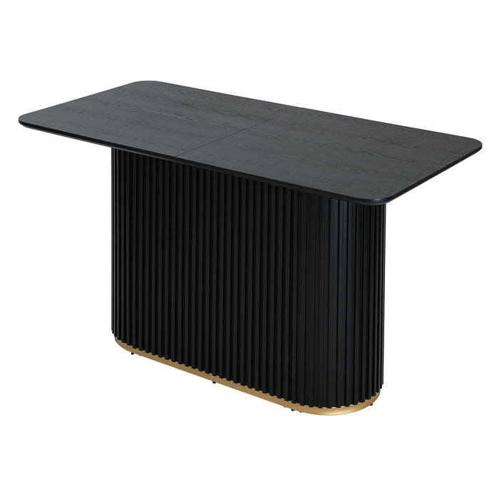 Table a manger industrielle moderne Jett 63 pouces avec base piedestal MDF et fer, noir