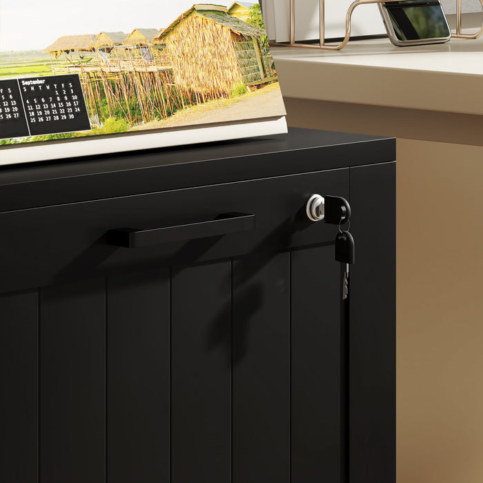 HOMCOM Classeur a 2 tiroirs avec serrure pour lettre A4, Noir