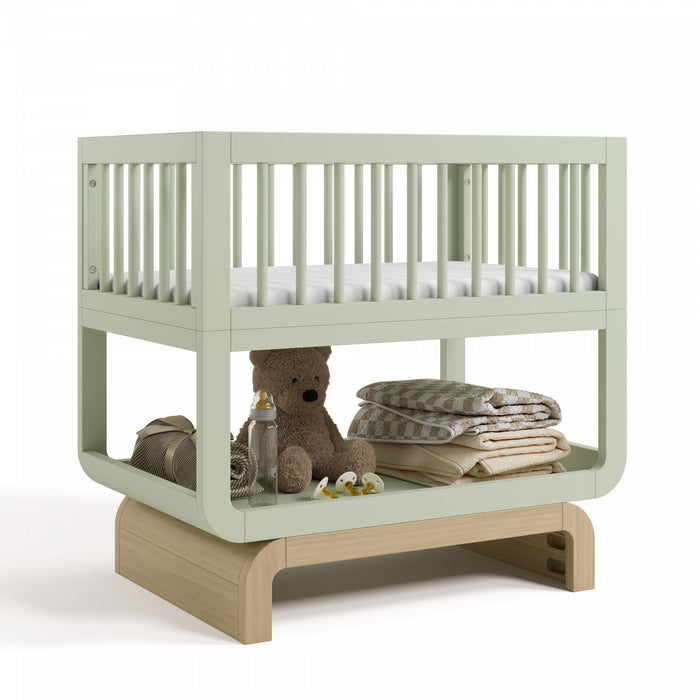 Storkcraft Santorini Berceau convertible 3-en-1 de luxe - Sauge avec bois clair