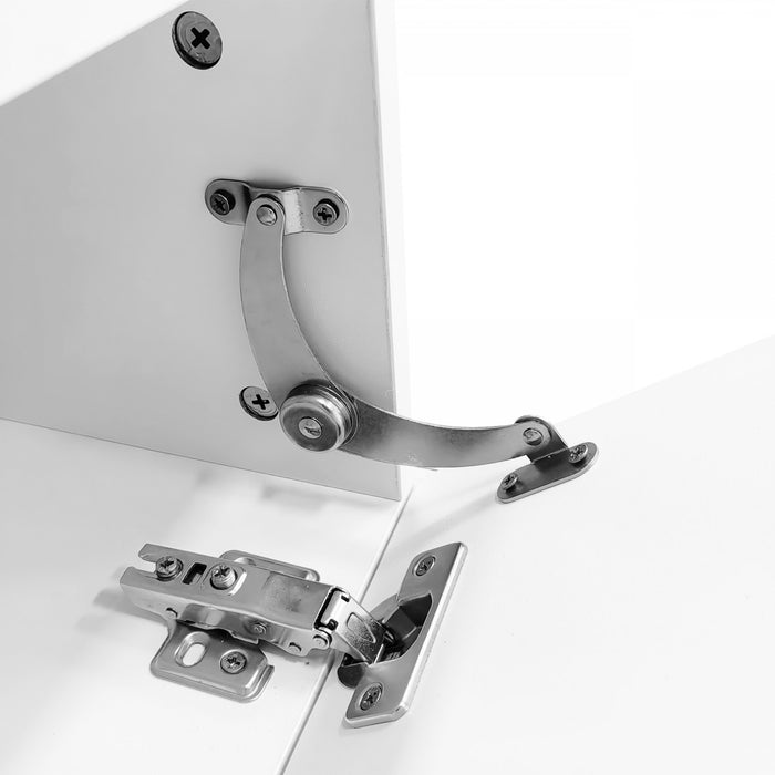 Evan meuble TV mural flottant – meuble avec eclairage LED et portes de rangement, blanc