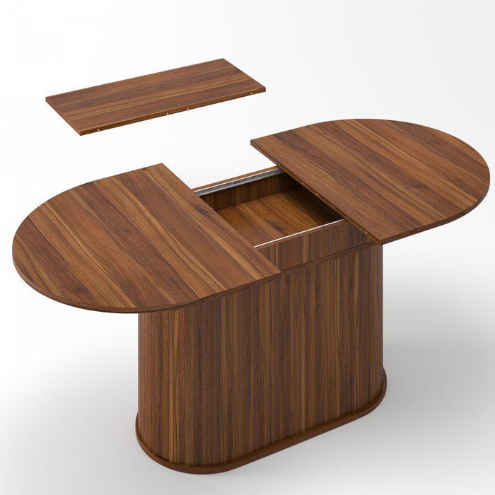 Noah Table a manger ovale extensible avec pieds rayes, marron
