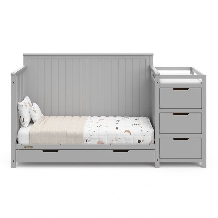 Graco Hadley Lit de bebe convertible 5-en-1 avec table a langer et tiroir - Gris galet