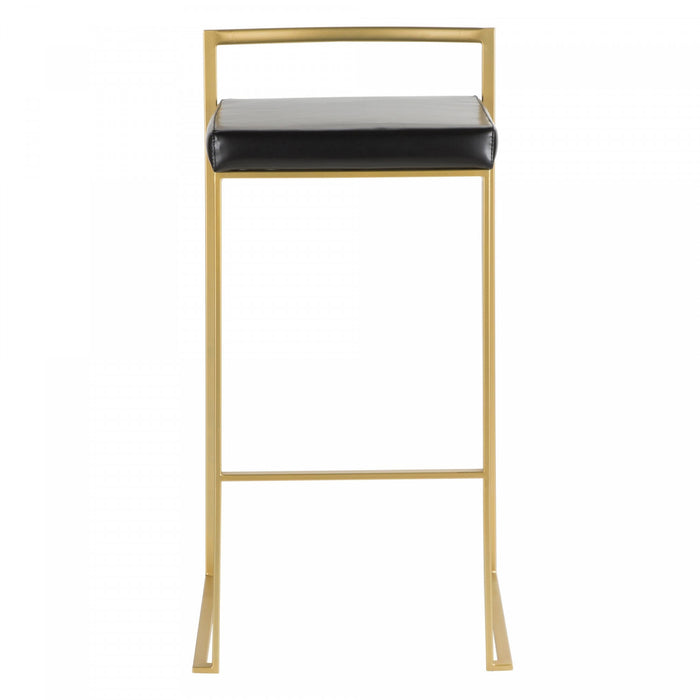 Tabouret bar contemporain Fuji en similicuir noir - ensemble de 2