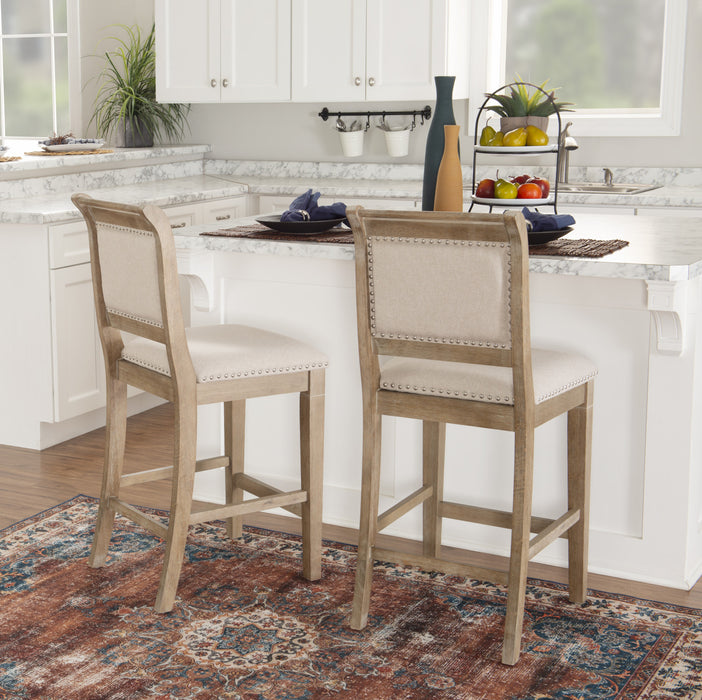 Tabouret Emmy de hauteur comptoir en tissu - gris