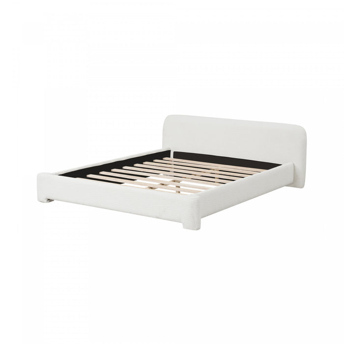 Joyce Lit confortable et elegant avec revetement pour chambre, Taille Queen, Blanc